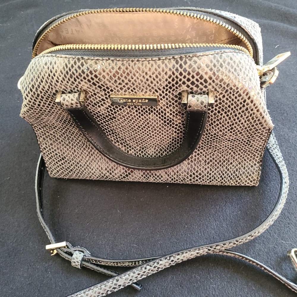 Faux Alligator Style Suede Handbag